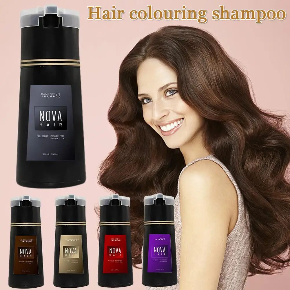 Hair Spray Color - 200 ミリリットルノヴァ染毛剤シャンプー染毛剤カラーリングシャンプー白髪のための長期的な栄養男性女性のためのクイックカラーリングシャンプー
