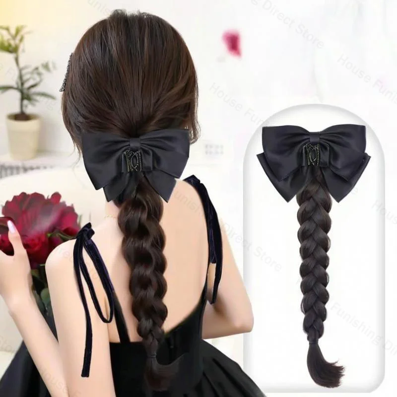 Cosplay Prop Bow - 新しい爪クリップ弓かつらポニーテール把握クリップタイプかつら高ポニーテール新中国ツイスト三つ編みヘアアクセサリーヘアエクステンション