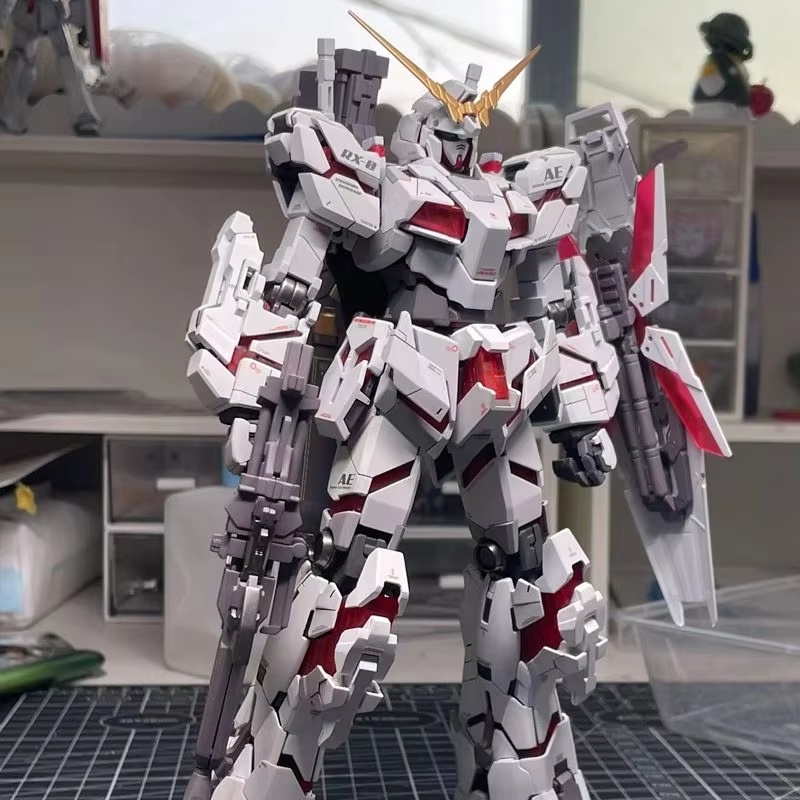 Bandai Gundam Rg - 在庫あり Hg 1/144 Rx-0 ユニコーン破壊モード組み立てモデルアクションフィギュア爆発装甲人形おもちゃギフトグッズ
