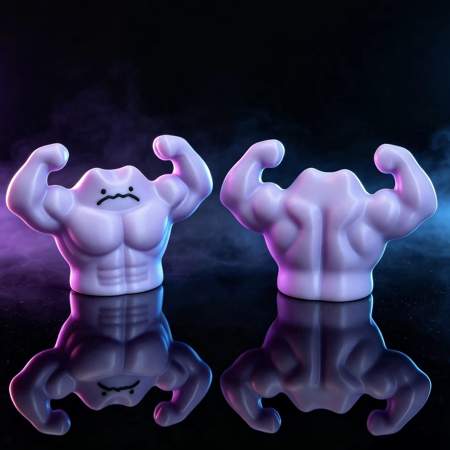 Cosplay Prop Display - ポケモン ノベルティ ストレス解消彫刻 筋肉質に変身したディットー 楽しいコントラストデザイン テーブルトップ用デイリーディスプレイ装飾