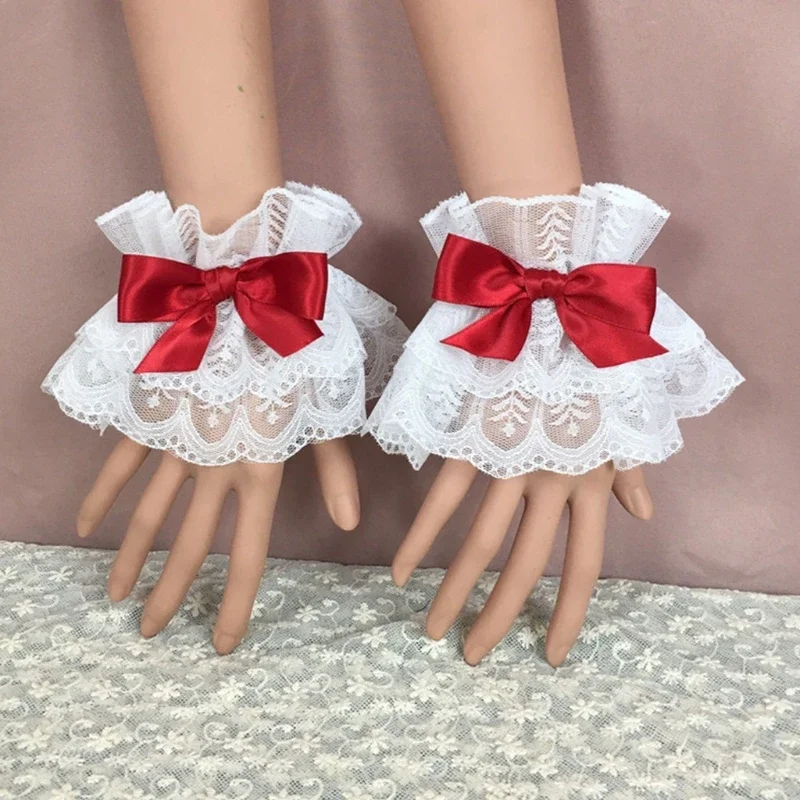 日本人女性女の子ロリータ多色リボン手袋フェイクスリーブカフス - Cosplay Prop Bow のレビューと価格